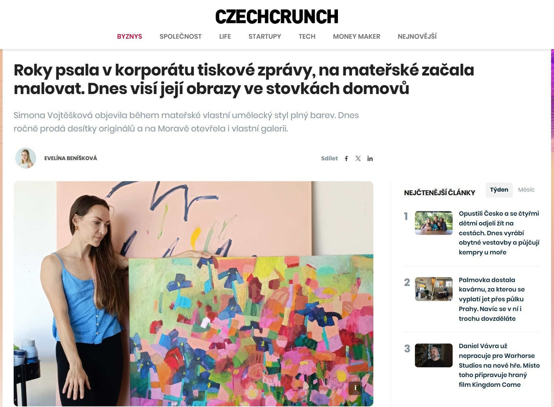Simona Vojteskova contemporary artist featured in CzechCrunch business media interview