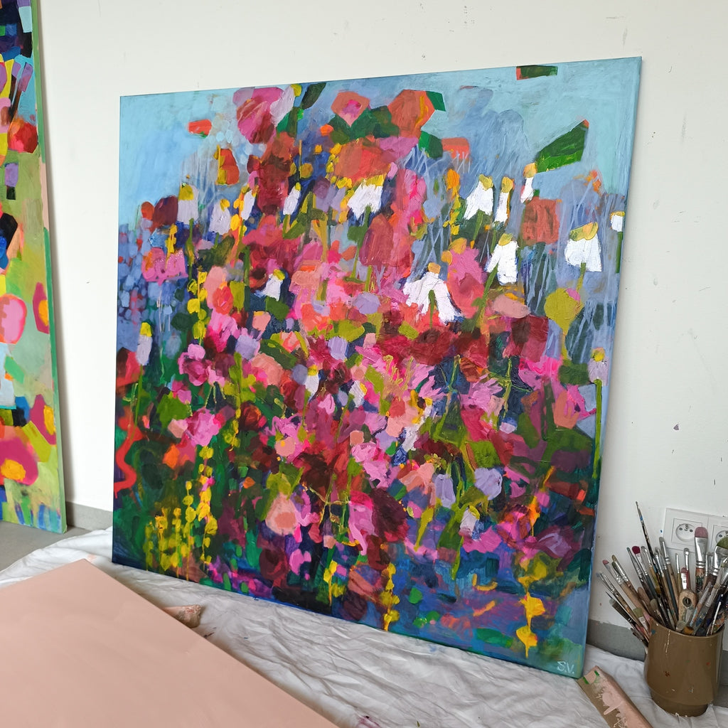 large abstract floral painting