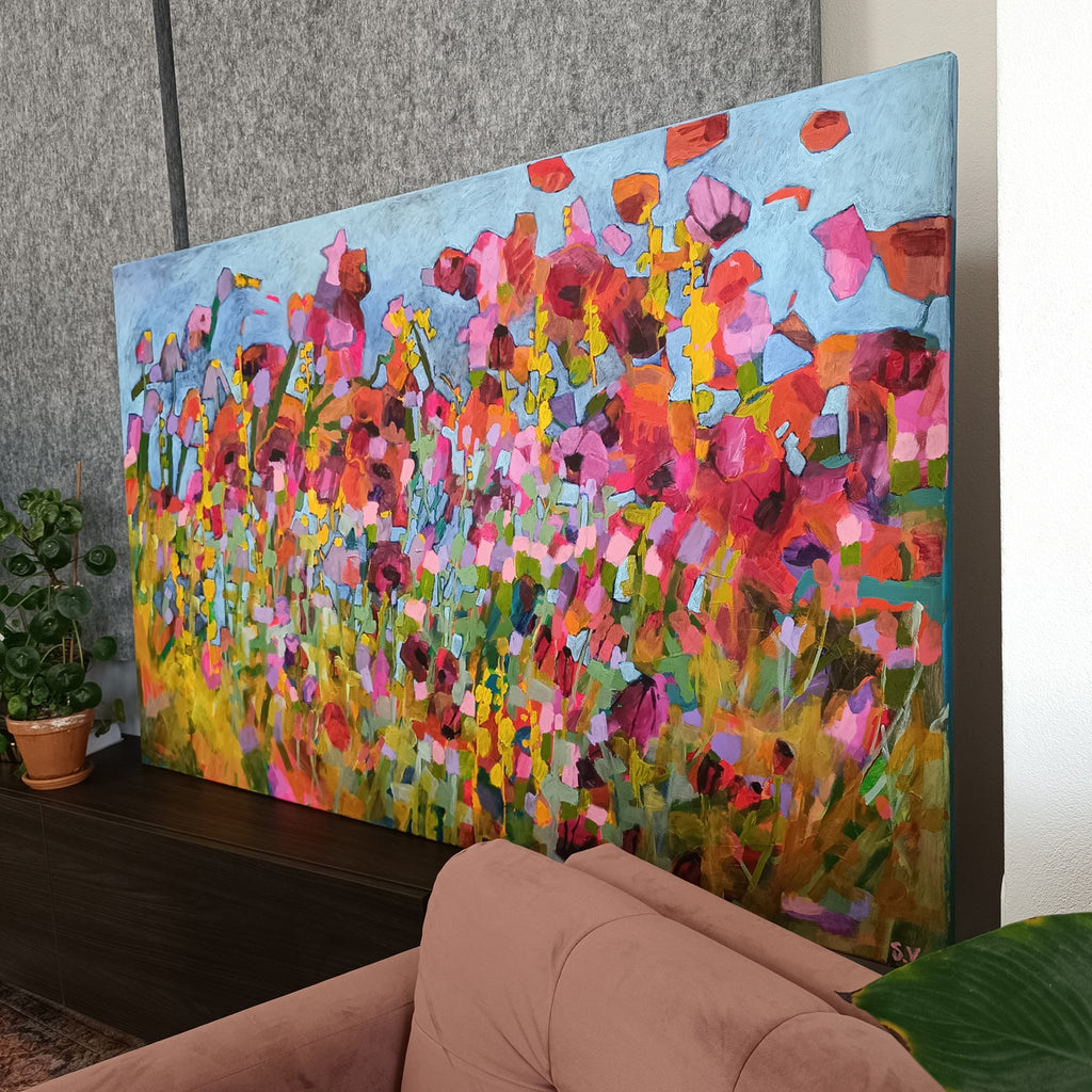 large abstract floral painting